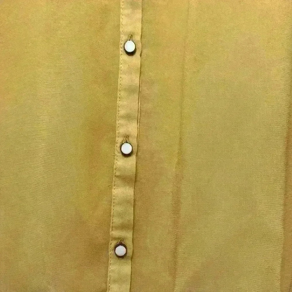 Gold Sheer Blouse Medium with Pearl buttons Item#J - Picture 2 of 6